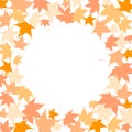 Circle frame of colorful autumn leaves isolated in white background. Royalty Free Stock Photo